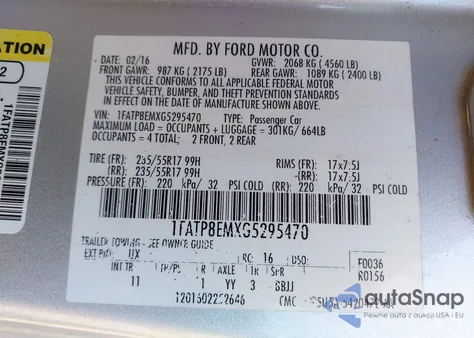 2016 Ford Mustang V6 из США, поврежденный, VIN 1FATP8EMXG5295470